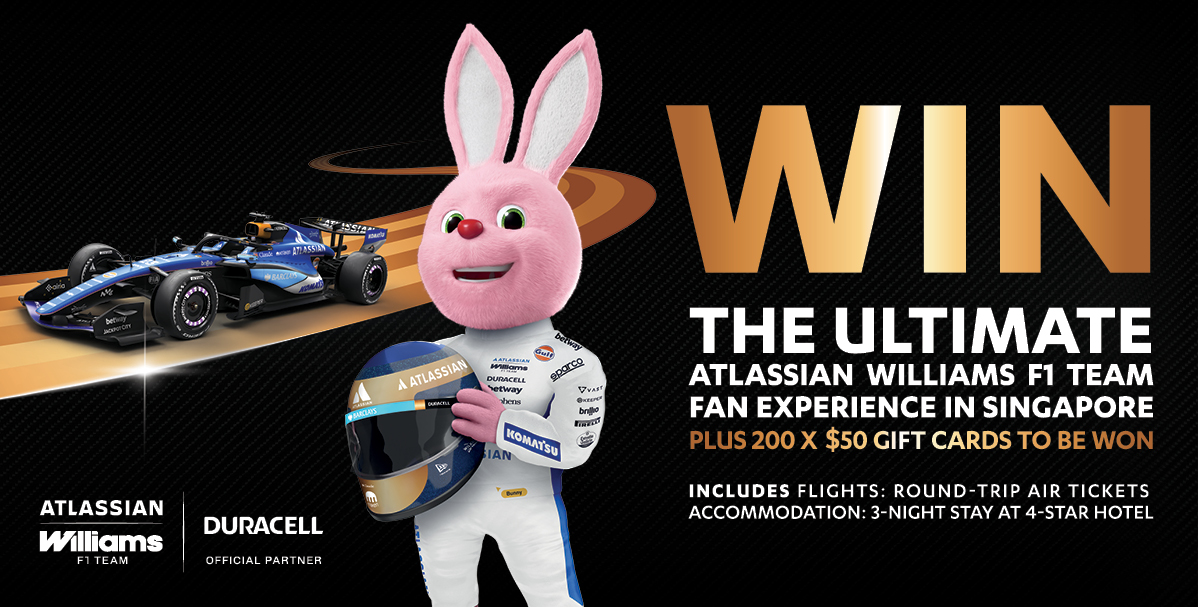 Duracell Win an Atlassian Williams F1 Team Fan Zone Experience in Singapore